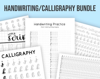 Handwriting, Cursive, Calligraphy Practice Templates Bundle | Improve Handlettering