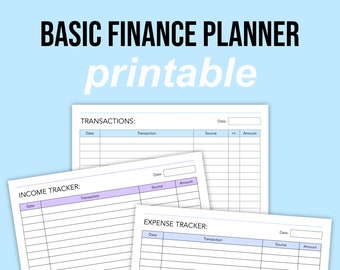 Basic Finance Planner | Printable | 9 Colours