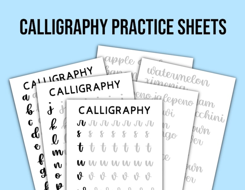 Calligraphy / Handlettering Practice Sheets | Alphabet & Words image 1