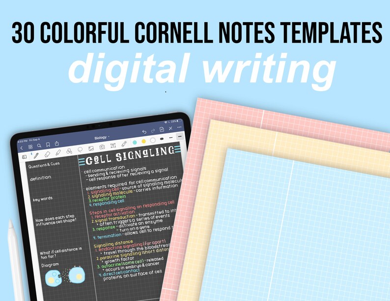 30 Colorful Cornell Notes Paper Templates Grid & Lined | Etsy