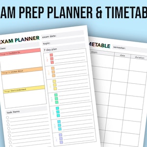 Exam Prep Planners | Exam Study Kit | Organization Template | PDF Digital Download
