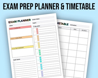 Exam Prep Planners | Exam Study Kit | Organization Template | PDF Digital Download