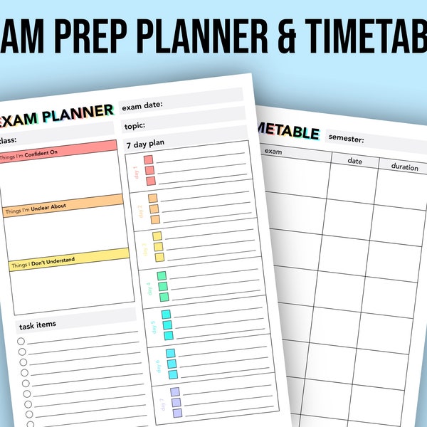Examenvoorbereiding Planners | Examen Studie kit | | organisatiesjabloon PDF Digitale Download