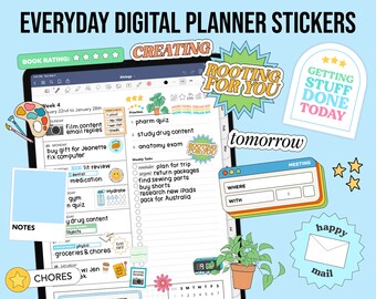 Everyday Digital Planner Stickers | iPad GoodNotes, PNG File Download | Note-Taking & Planning