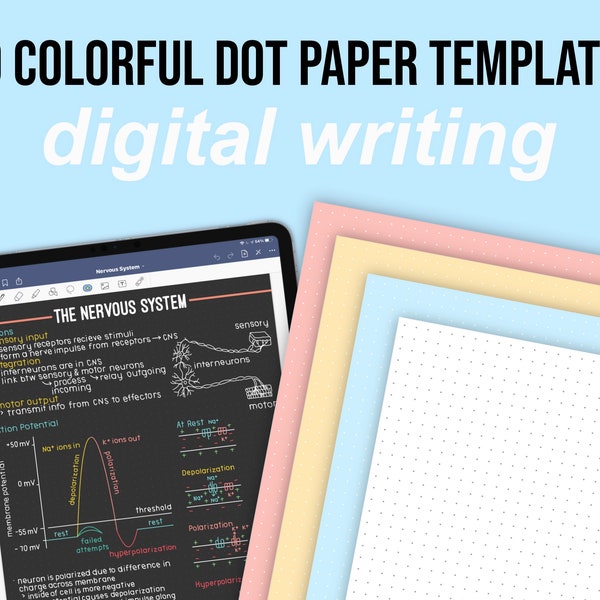 30 plantillas coloridas de papel cuadriculado de puntos/escritura digital