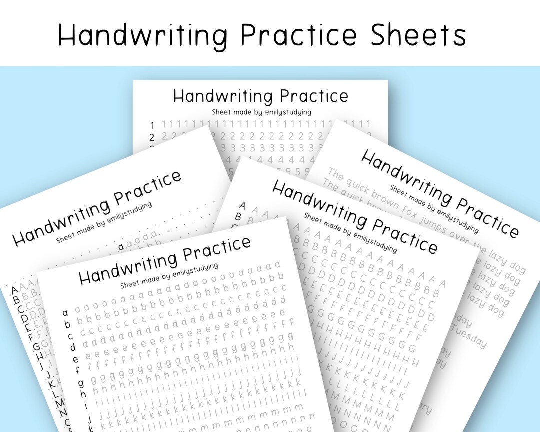 Handwriting Practice Sheets - Etsy