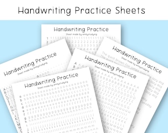 handwriting practice sheets etsy