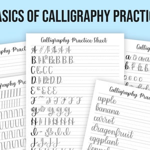 Basics of Calligraphy Practice Sheet Templates | Calligraphy Printable | iPad Procreate Calligraphy