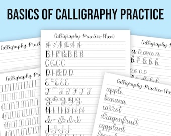 Basics of Calligraphy Practice Sheet Templates | Calligraphy Printable | iPad Procreate Calligraphy