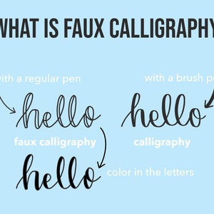 Faux Calligraphy Practice Sheets Handlettering iPad & Printable Template image 2