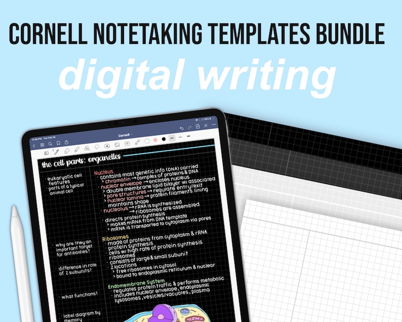 Continuous Cornell Notes Paper Template Sheets Grid & Lined | Etsy