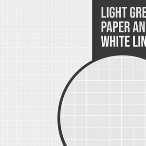 K&ouml;nnte beinhalten: Ein hellgrauer Hintergrund mit wei&szlig;en Gitterlinien. Der Text "LIGHT GREY PAPER AND WHITE LINES" befindet sich in einem schwarzen Rechteck in der oberen rechten Ecke des Bildes.