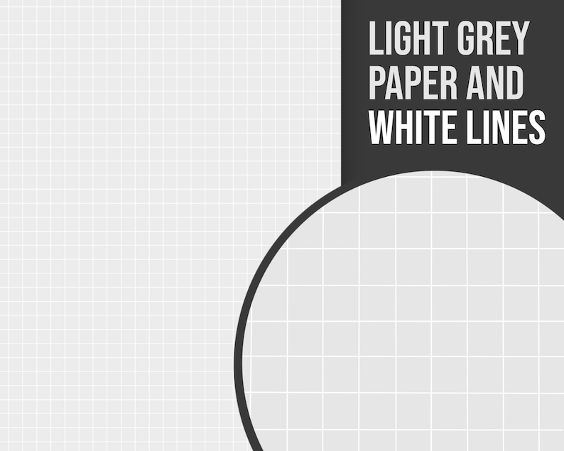 K&ouml;nnte beinhalten: Ein hellgrauer Hintergrund mit wei&szlig;en Gitterlinien. Der Text "LIGHT GREY PAPER AND WHITE LINES" befindet sich in einem schwarzen Rechteck in der oberen rechten Ecke des Bildes.