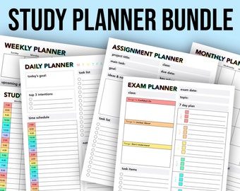 The ULTIMATE Study Planner Bundle for Students | Schedule, Timetable, Calendar, Essay, Assignment Organizational Tracker Templates