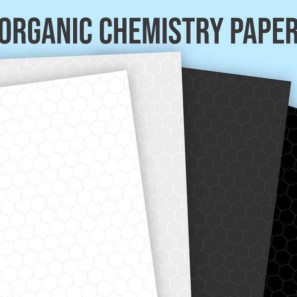 Organic Chemistry Paper | White, White Lines, Black Templates | Digital Template