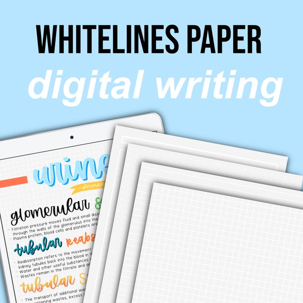White Lines Paper - Digital Download of Graph, Lined, Dotted, and Cornell Paper