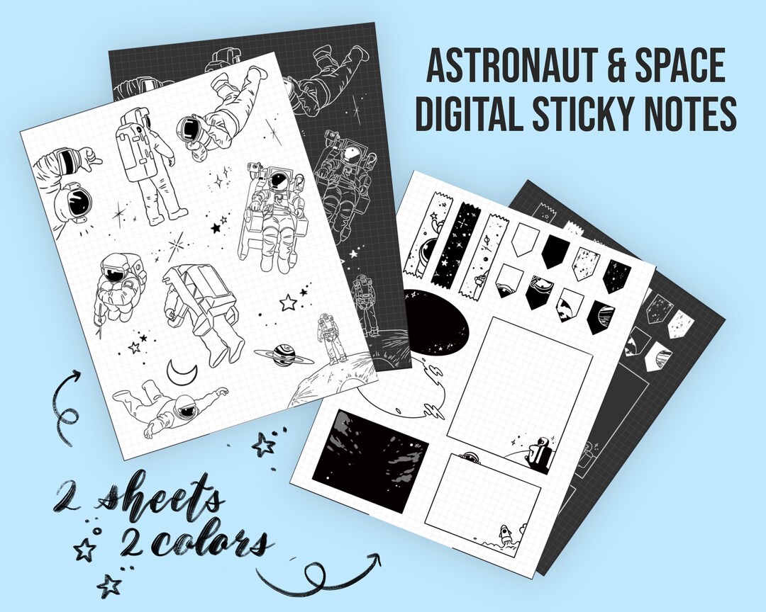 Astro Note Sticker Astronaut & Space Digital Stickers | Goodnotes, PNG Files | iPad Note ...