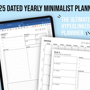 2025 Minimalist Hyperlinked Planner | Daily, Weekly, Monthly Agenda | Sunday Start | GoodNotes, Notability Digital Download