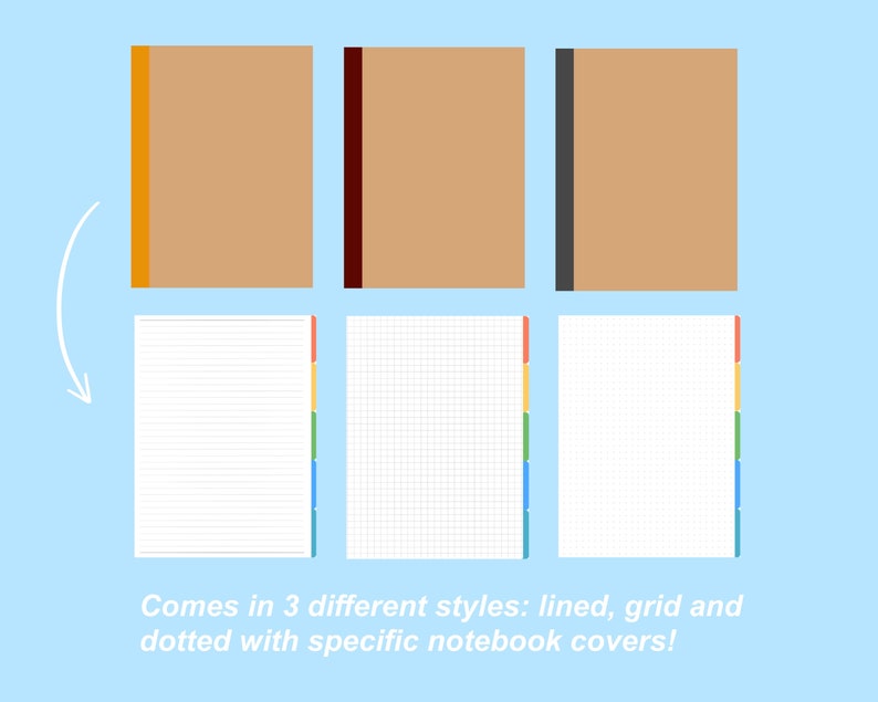 muji style notebooks lined grid dotted paper with etsy