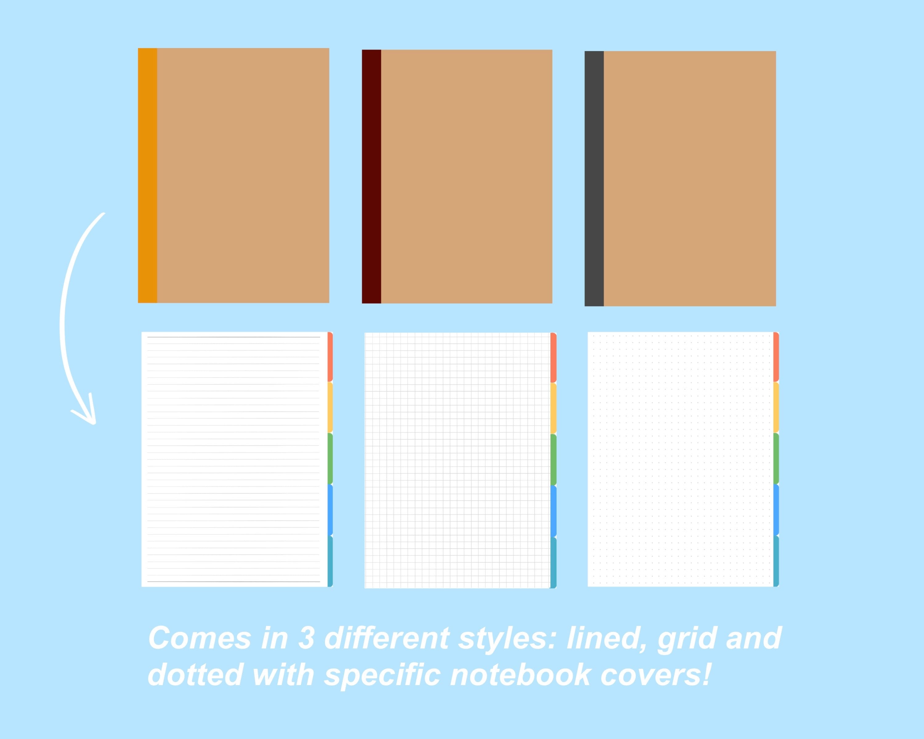 Muji Style Notebooks Lined Grid & Dotted Paper with Etsy España