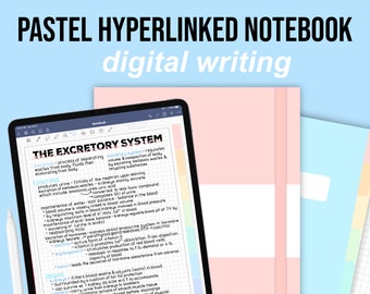 8 Tab Hyperlinked Digital Notebook | Pastel Lined & Grid Paper