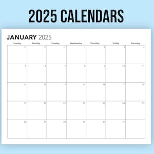 2025 Printable Calendars | Letter Size, Landscape | Monday & Sunday Starts | PDF Printable + Digital Download | Simple, Minimalistic Design