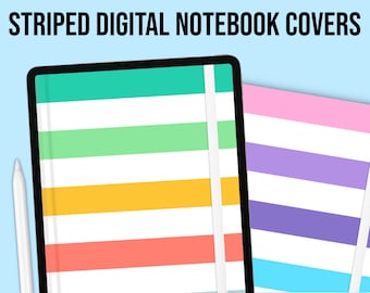 Colorful Striped Digital Notebook Covers | Digital Download PDF | Goodnotes, Notability