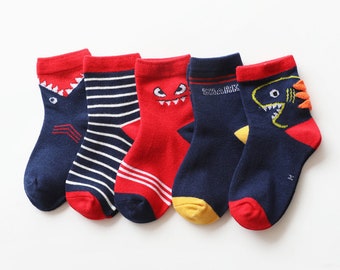 Boy Socks | Infant Socks | Toddler Socks | Shark Socks | Christmas gift Socks | Striped Socks |Cute Socks, 5 Pairs,no gift package
