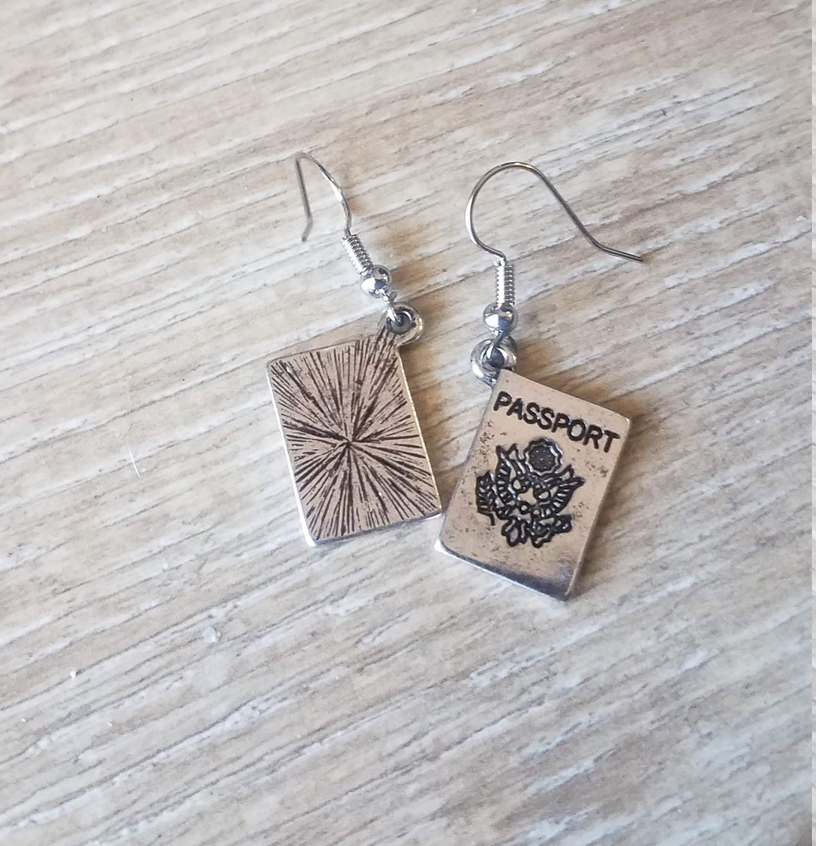 Small Silver Passport Earrings Travel Dangle Earrings Pilot Etsy