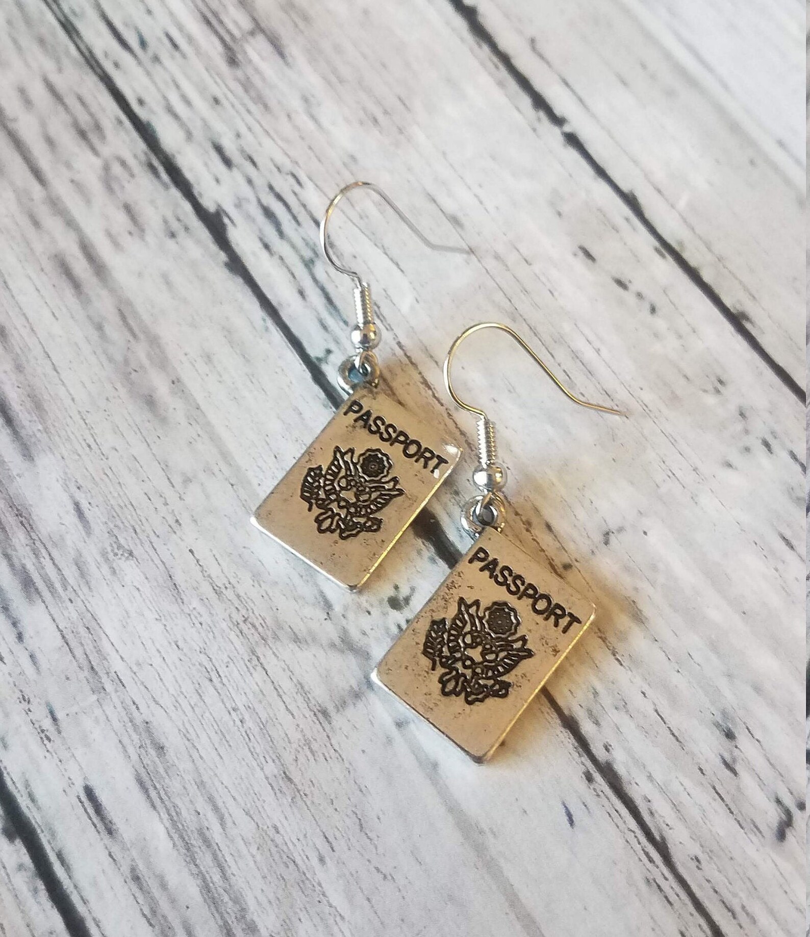 Small Silver Passport Earrings Travel Dangle Earrings Pilot Etsy