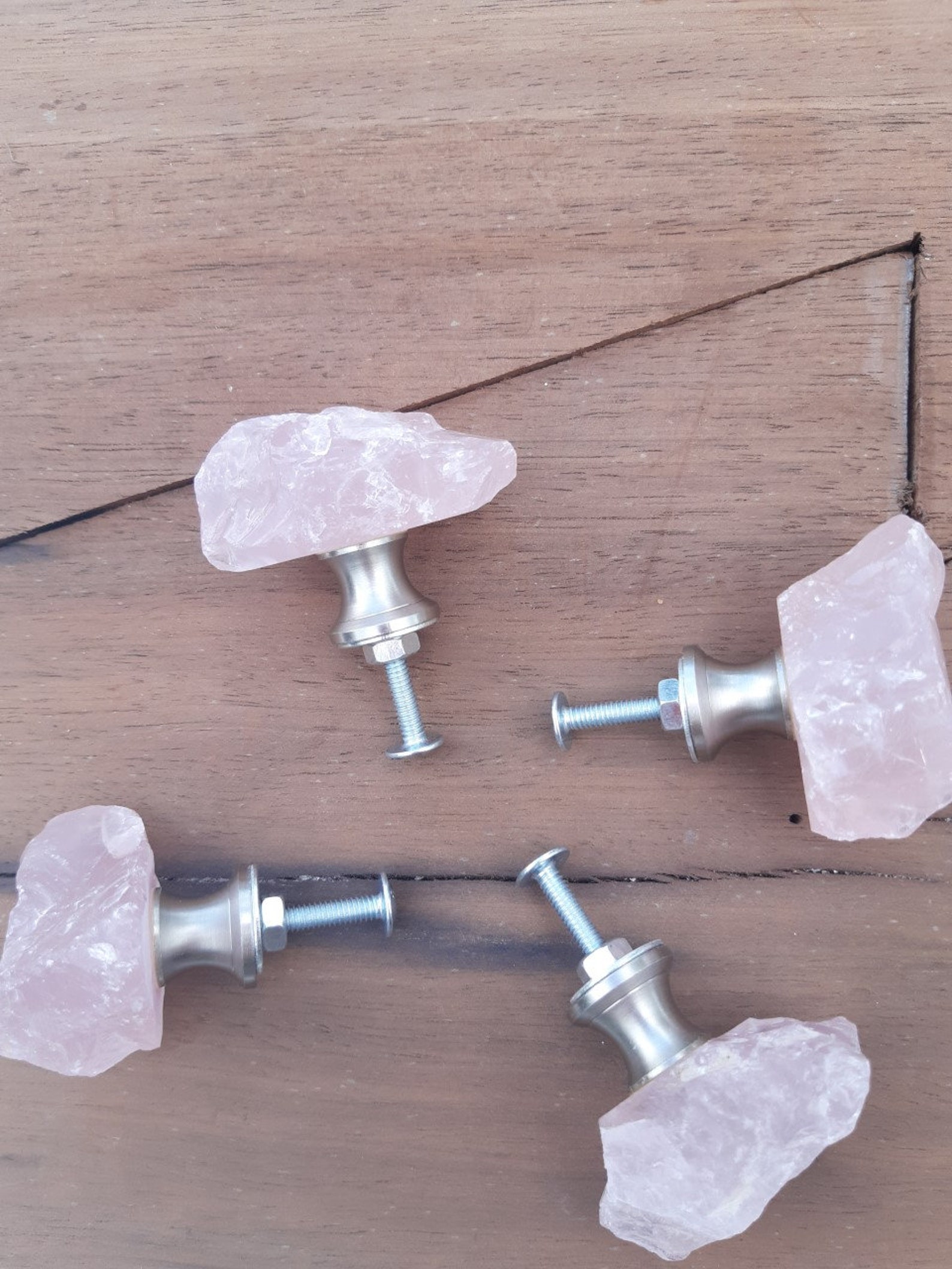 Pink Rose Quartz Drawer Pulls Set of 4 Etsy