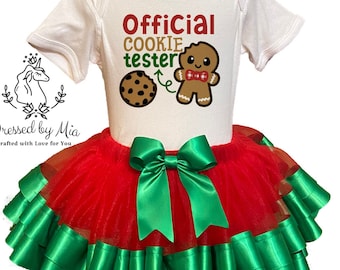 Official Cookie Tester Christmas Outfit, Gingerbread Cookie Tutu Outfit, Gingerbread Holiday Outfit, Girls Christmas Outfit, Christmas Tutu