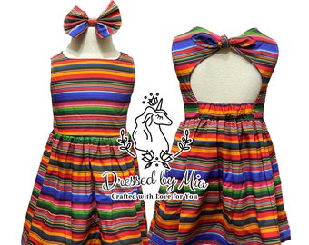 Girls Serape Dress, Mexican Serape Dress, Cinco de Mayo Dress, Mexican Heritage, Baby Fiesta Outfit, Mexican Fiesta Dress, 5 de Mayo Outfit