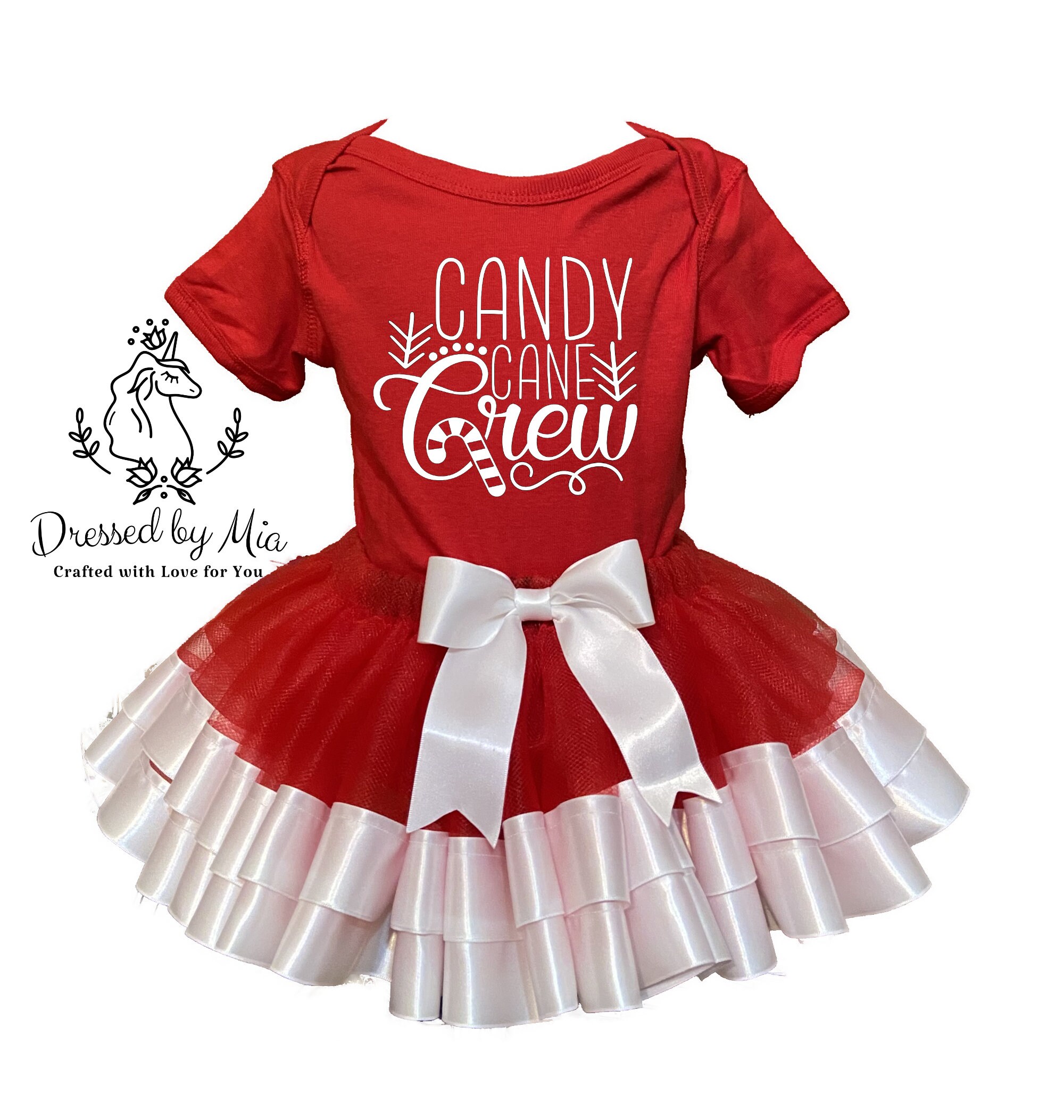 Candy Cane Crew Shirt and Tutu Outfit, Girls Candy Cane Crew Outfit, Girls Christmas Candy Cane ...