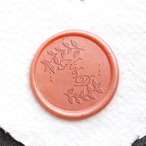 Personalisierte Blatt Lorbeer Initialen Hochzeit Wachs Siegel Stempel, benutzerdefinierte botanische Garten Hochzeit Wachssiegel Kit, Hochzeitseinladung Siegel Stempel