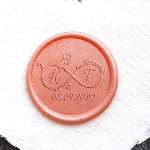 Personalisierter Unendlichkeits-Hochzeits-Wachssiegelstempel, Datum, individuelles Wachssiegel-Set, Hochzeitseinladungs-Siegelstempel