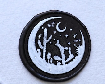 Moon Night Cactus wax seal Wax, Custom wax Seal Kit, wax stamp, sealing wax stamp