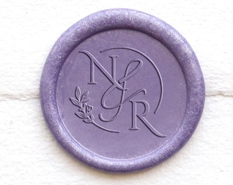Personalized Wedding Wax seal stamp with leaf laurel ,Custom wax Seal Kit,Wedding Invitation Seal Stamp.initials wax seal kit