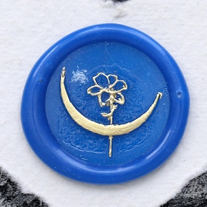 Moon Flower  wax seal Wax, Custom wax Seal Kit, wax stamp, sealing wax stamp