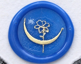 Moon Flower  wax seal Wax, Custom wax Seal Kit, wax stamp, sealing wax stamp