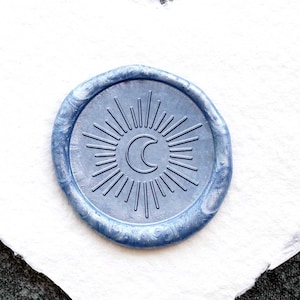 Sello de cera lunar Cera, Kit de sello de cera personalizado, sello de cera, sello de cera de sellado