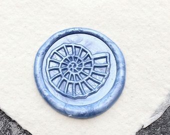 Nautilus shell wax seal stamp, Custom Ammonite  wax Seal Kit, Ammonoidea fossil spiral wax stamp, sealing wax stamp