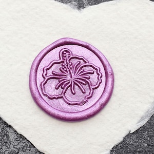 Hibiskusblüten-Wachssiegelstempel, individuelles Blumenwachs-Siegelset, Hochzeitsstempel, Siegelwachsstempel