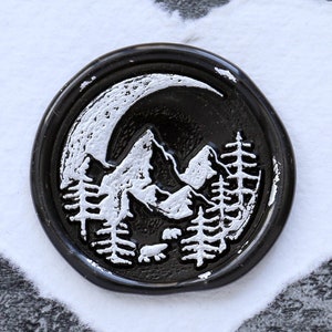 Moon Night Forest Mountain wax seal Wax, Custom wax Seal Kit, wax stamp, sealing wax stamp