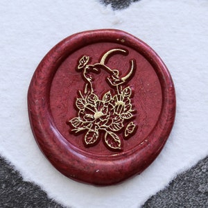 Cat with flower moon wax seal Wax, Custom wax Seal Kit, cat wax stamp, sealing wax stamp