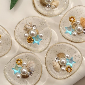 Resin shell drawer knob, star ocean cabinet knob, unique knob, decorative pearl conch cupboard knob, handmade brass knob