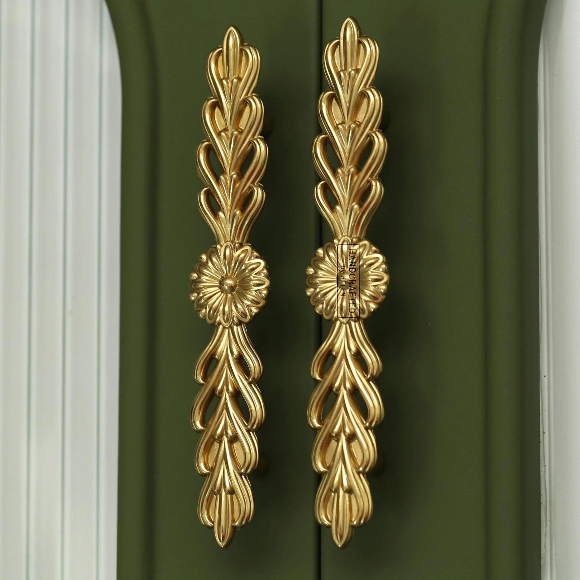 French style vinyl handle, solid brass flower handle pull, cabinet branch pull, retro cupboard door pull,furniture handle pull hardware