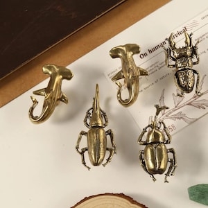 Beetle brass Drawer Pulls Knobs, unique cupboard Pulls knobs,Custom Engraved Brass shark Cabinet Knobs, gold Kitchen Handles Door Knob