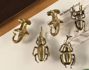 Beetle Messing Schubladenknäufe, einzigartige Schrank Knäufe, benutzerdefinierte gravierte Messinghai Schrankknöpfe, Gold Küchengriffe Türknauf