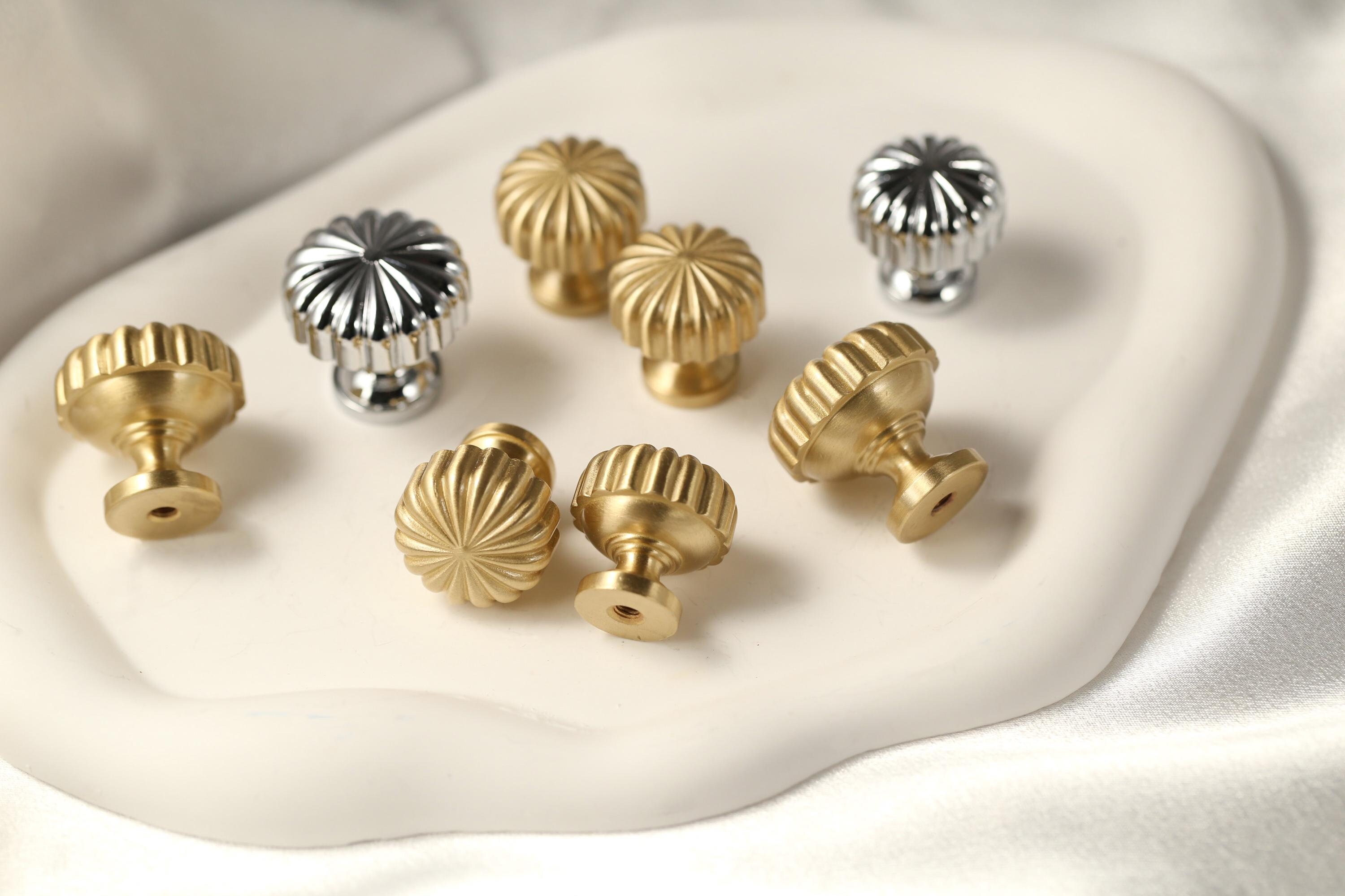 Small pumpkin drawer knob, cupboard mini knob, cabinet gold chrome knob, sun decorative knobs, classic cupboard knobs